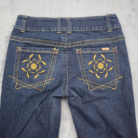 Modbe Pants Womens 12 Blue Bootcut Mid Rise Button Pocket Dark Wash Denim Jeans - Picture 8 of 16